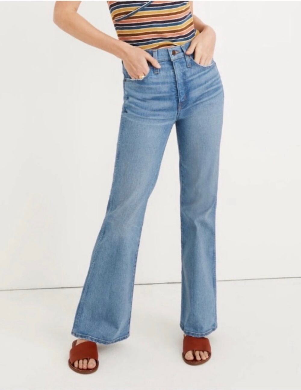 Madewell Jeans Womens 25 Blue Retro Flare Medium Wash Stretch 70s Boho Western